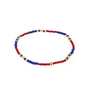 Armband kleine Blaue & Rote Glasperlen