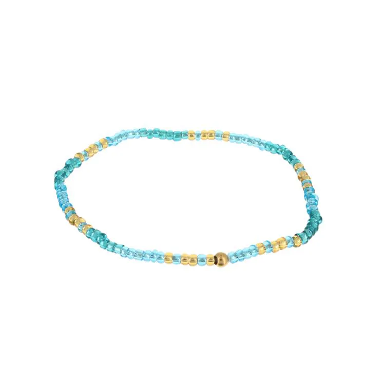 Armband kleine hell Blaue & T&uuml;rkise Glasperlen
