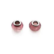 Paire de perles de verre rose foncé