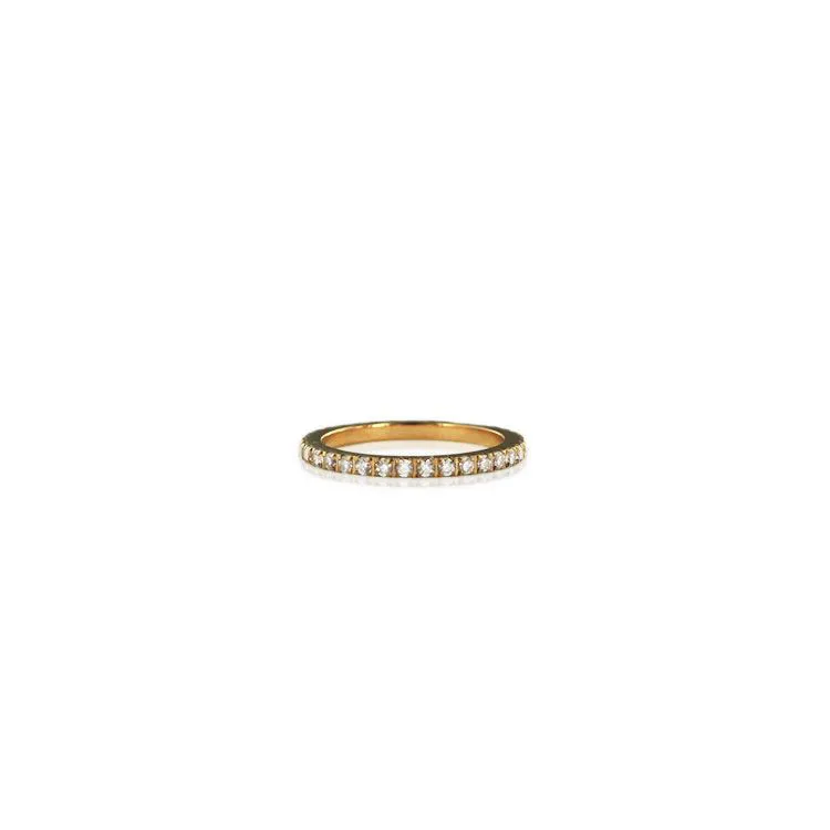 Bague fine sertie de strass - doré or 18k 