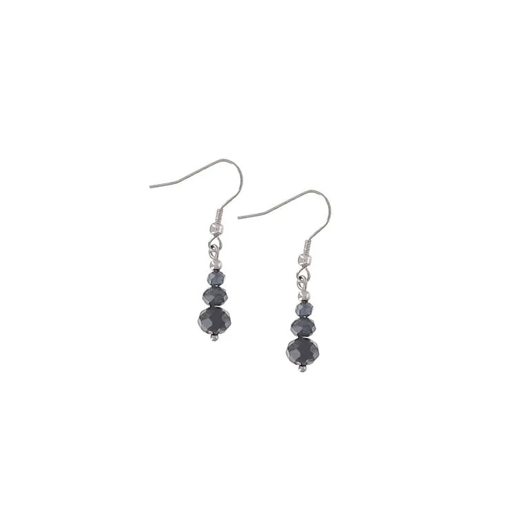 Boucles d'oreilles perles verre noir