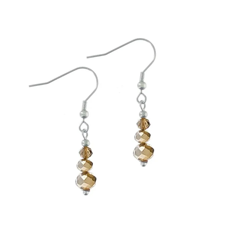 Boucles d'oreilles perles verre dorées