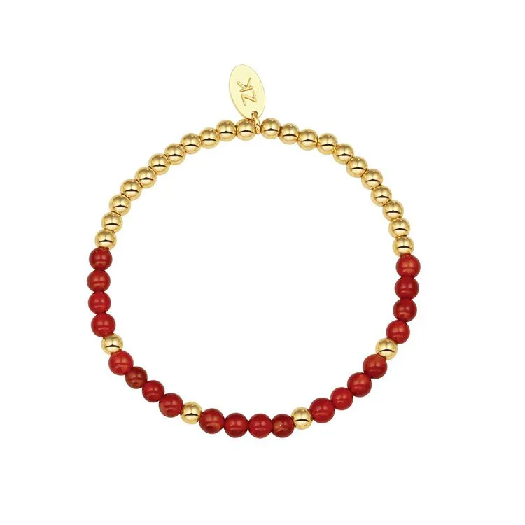 Bracelet agate rouge/billes Do 