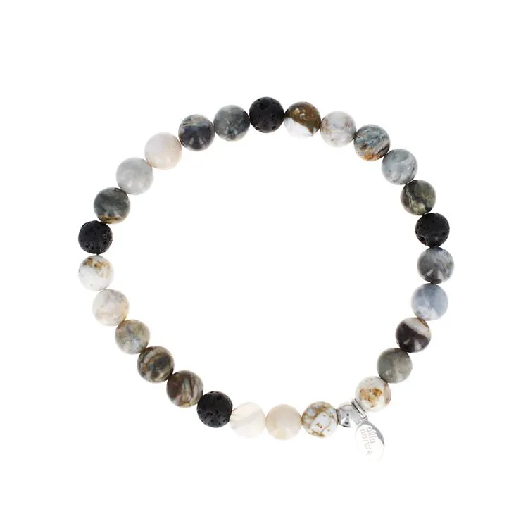 Bracelet Opale bleue/pierre de lave