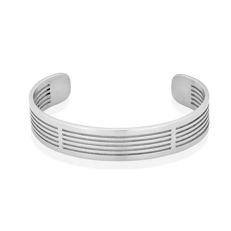 Bracelet jonc acier ajouré pour homme