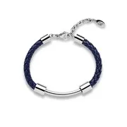 Bracelet évolutif en cuir tressé bleu