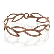 Bracelet jonc petites feuilles - Or rosé