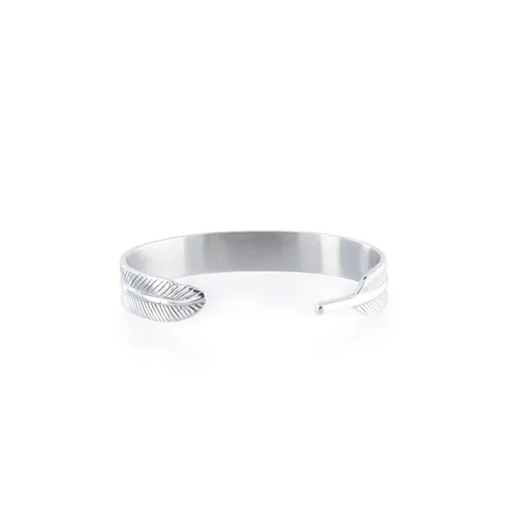 Bracelet jonc plume acier joaillier