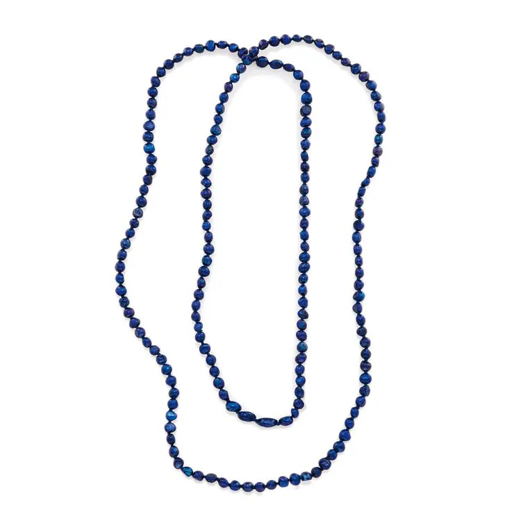Collier de perles d'eau douce bleu marine 6mm