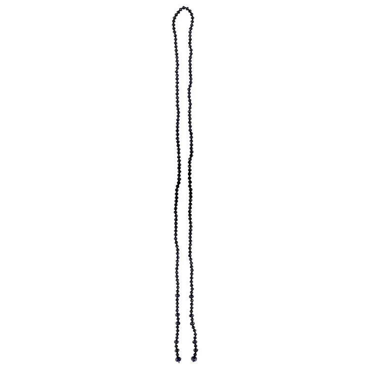 Collier écharpe perles de verre noir