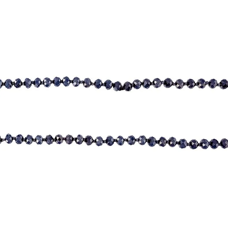 Collier perles verre noir rang 1m