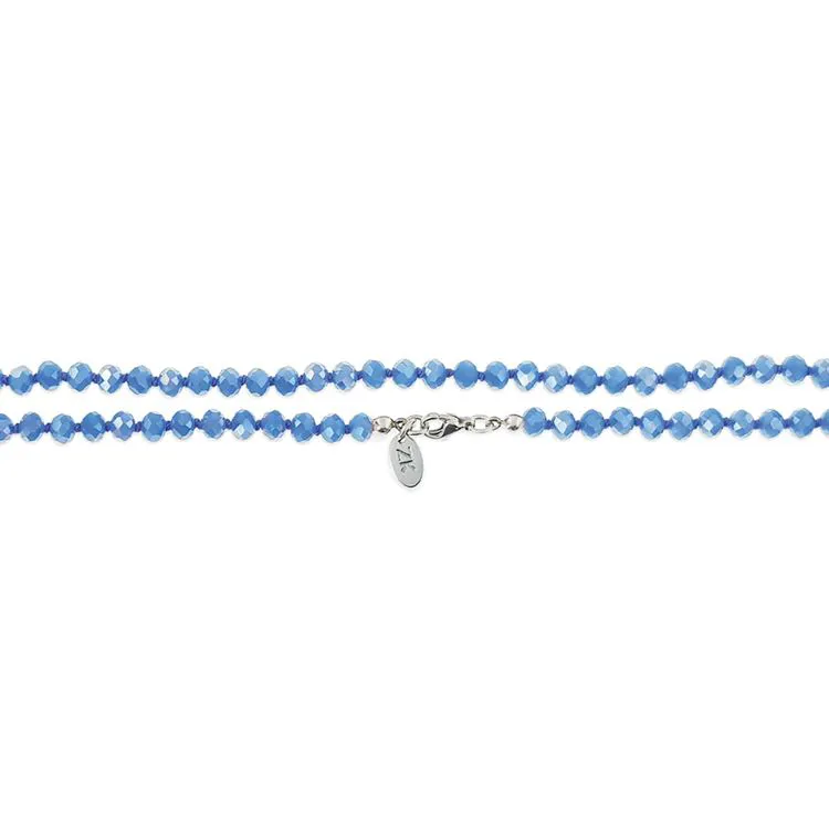Collier perles verre Bleu clair, rang 1m