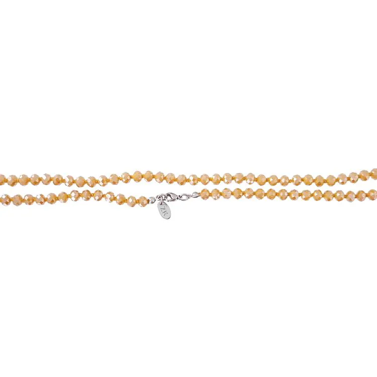 Collier perles verre moutarde rang 1m