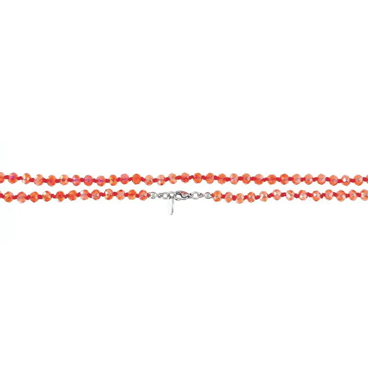 Collier de perles verre orange rang 1m