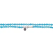 Collier de perles verre bleu turquoise rang 1m