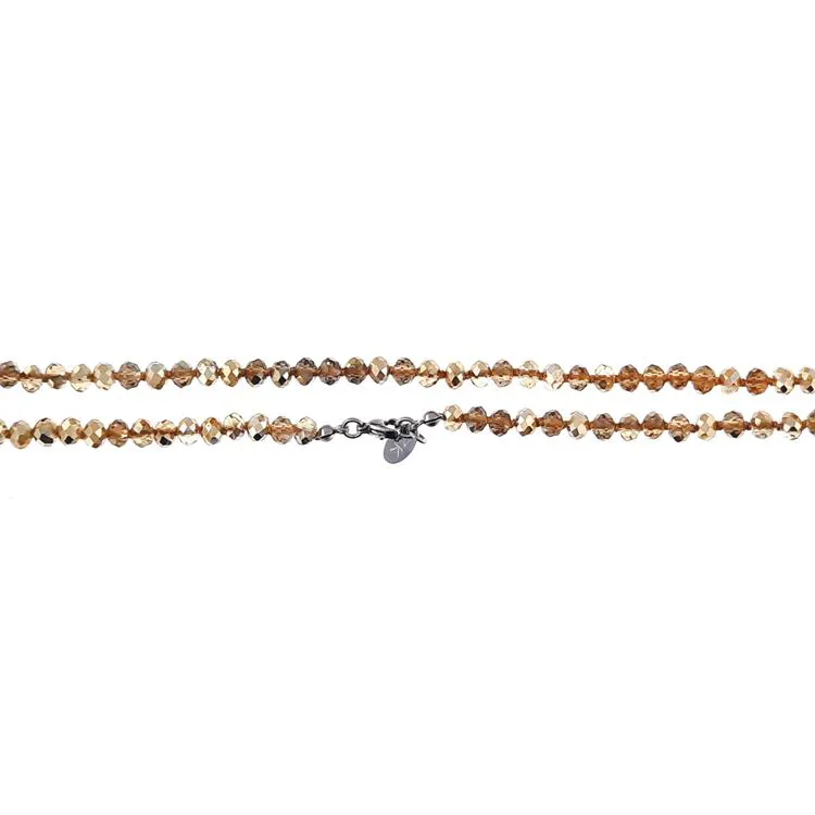 Collier de perles de verre doré rang 1m