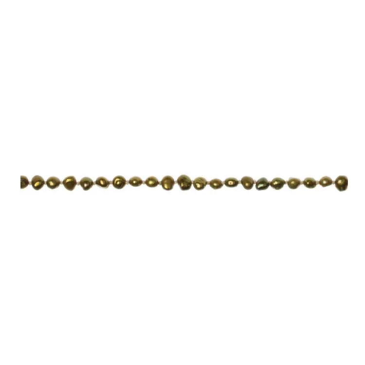 Collier petites perles baroques vert kaki