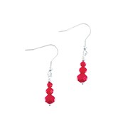 Boucles d'oreilles perles verre rouge 1