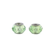 Paire de perles de verre vert clair