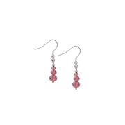 Boucles d'oreilles perles verre rose pourpre